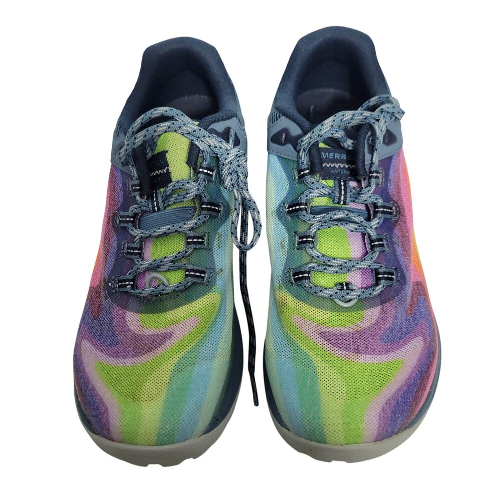 Merrell Antora 3 Trail Runners With Rainbow Striped Design Size 8W 8926-2967